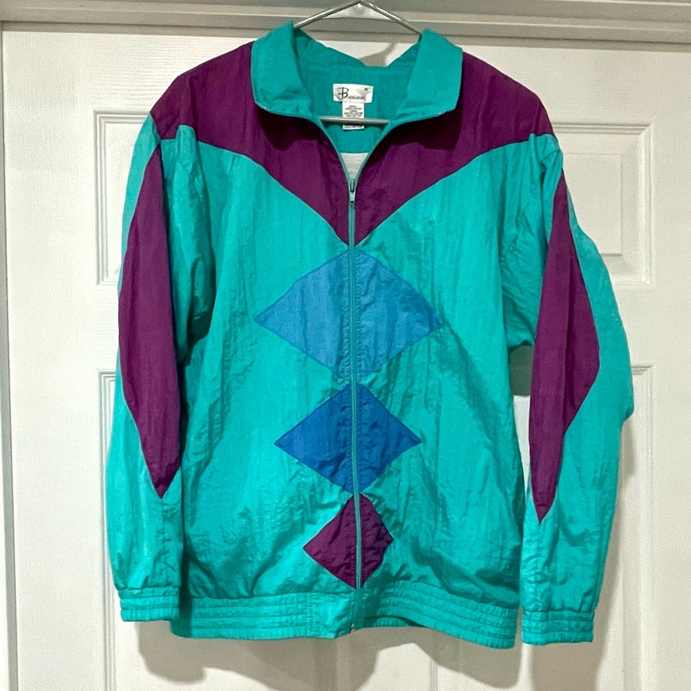 Vintage Bocoo Tracksuit Jacket Teal Purple Windbreaker Retro